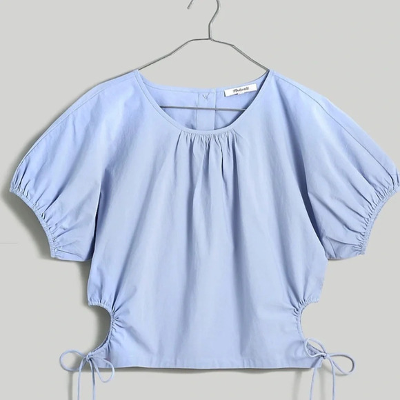 Madewell Tops - NWT Madewell Poplin Puff-Sleeve Cutout Crop Top, Lavender